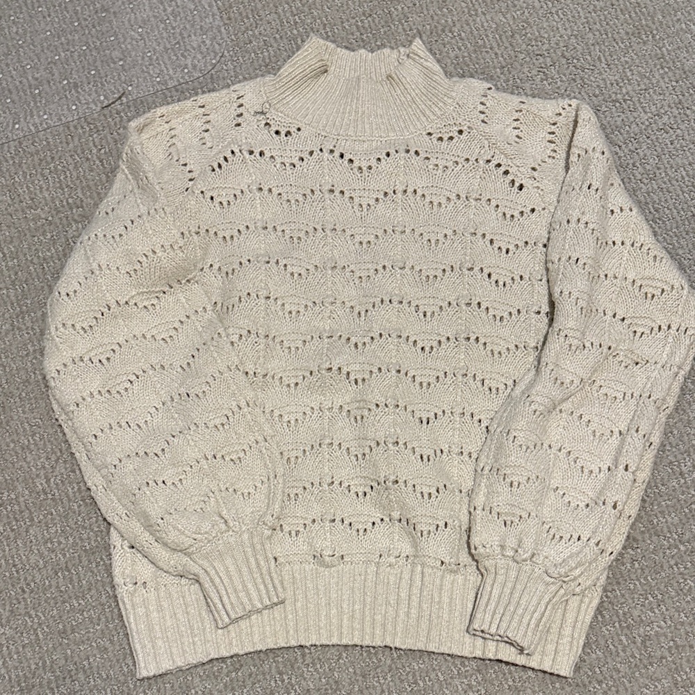 Time and Tru Cream Cowl Neck Sweater